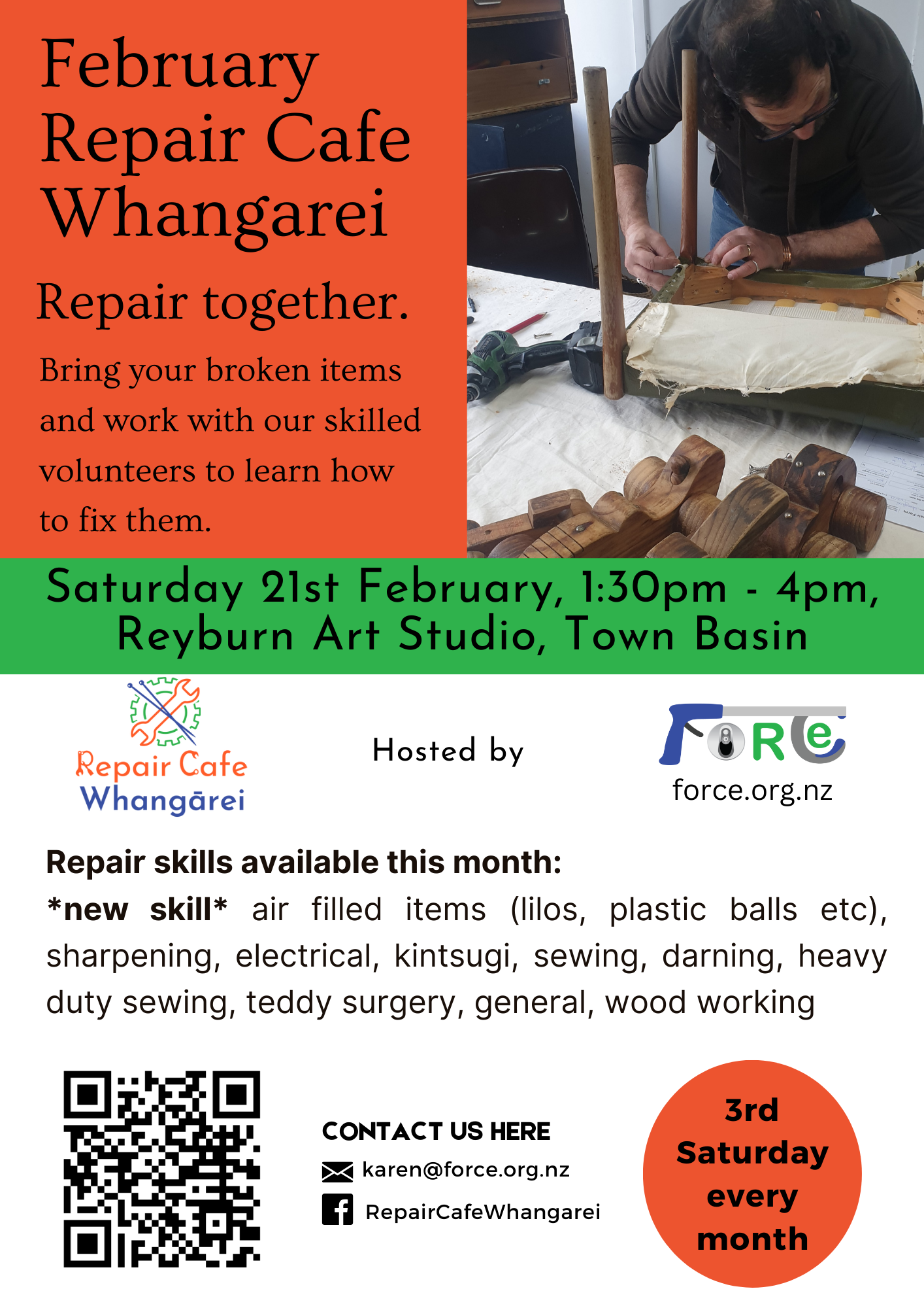 poster showing event details which are also in text