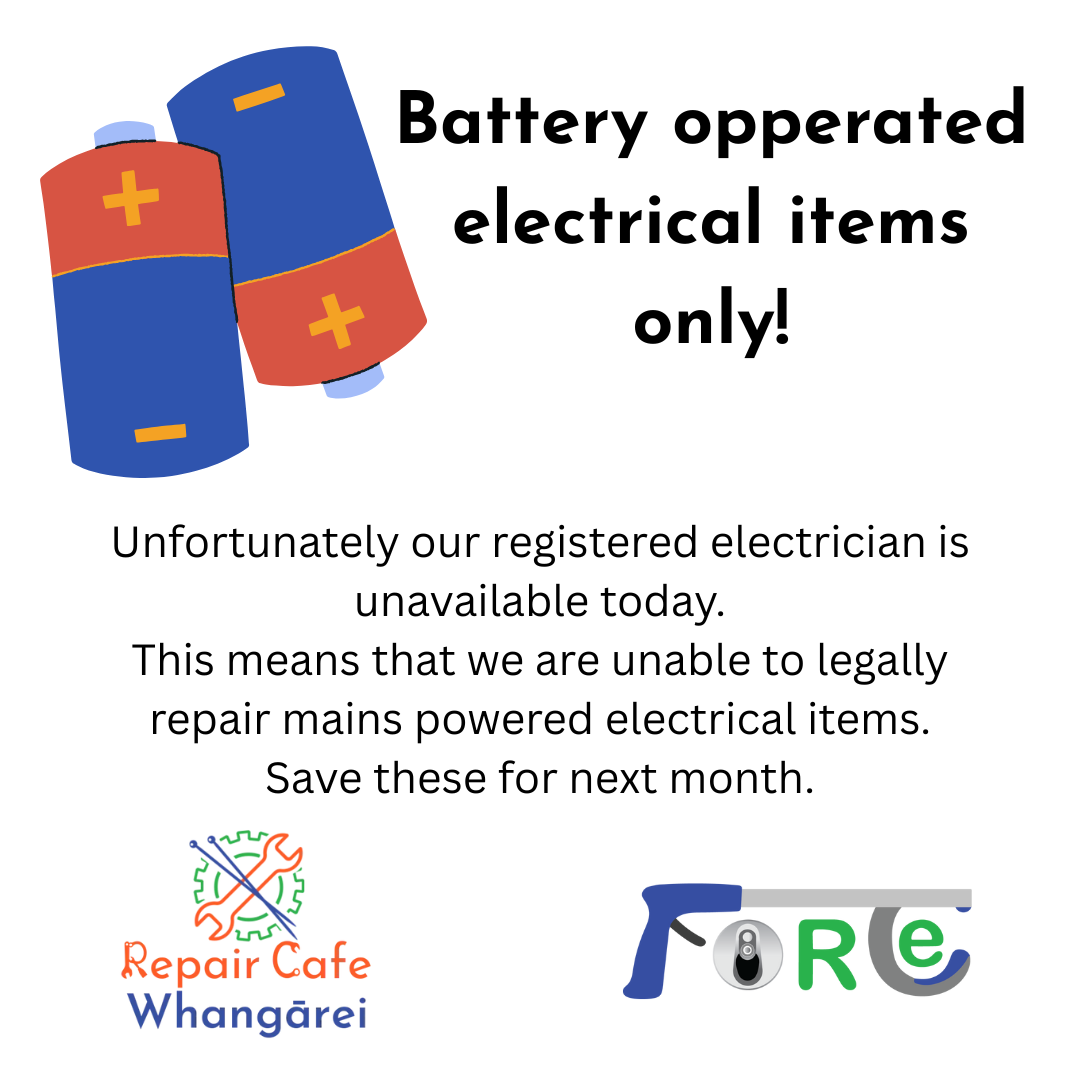 Battery opperated electrical items only! poster showing event details which are also in text